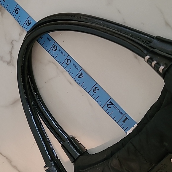 Kate Spade Black Nylon Patent Leather Quilted Puffer Top Handle Shoulder Bag - Picture 15 of 16